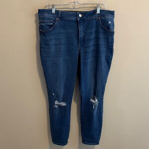 Express Curvy Skinny High Rise Distressed Jeans Dark Wash Denim Womens Size 18R